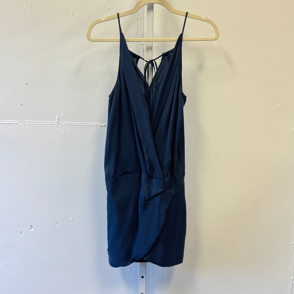 Mason by Barneys New York Navy 100% Silk Wrap Mini Dress Size 0 Party Cocktail
